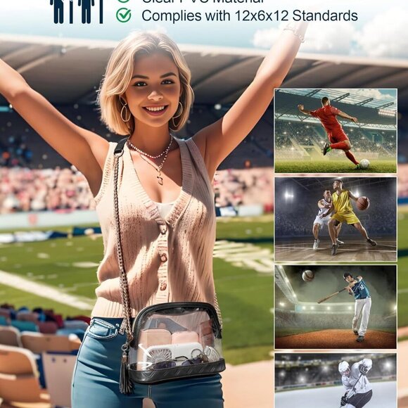 Stadium-Approved Clear Purse with Adjustable Strap for Women – Chic & Practical - Picture 4 of 9